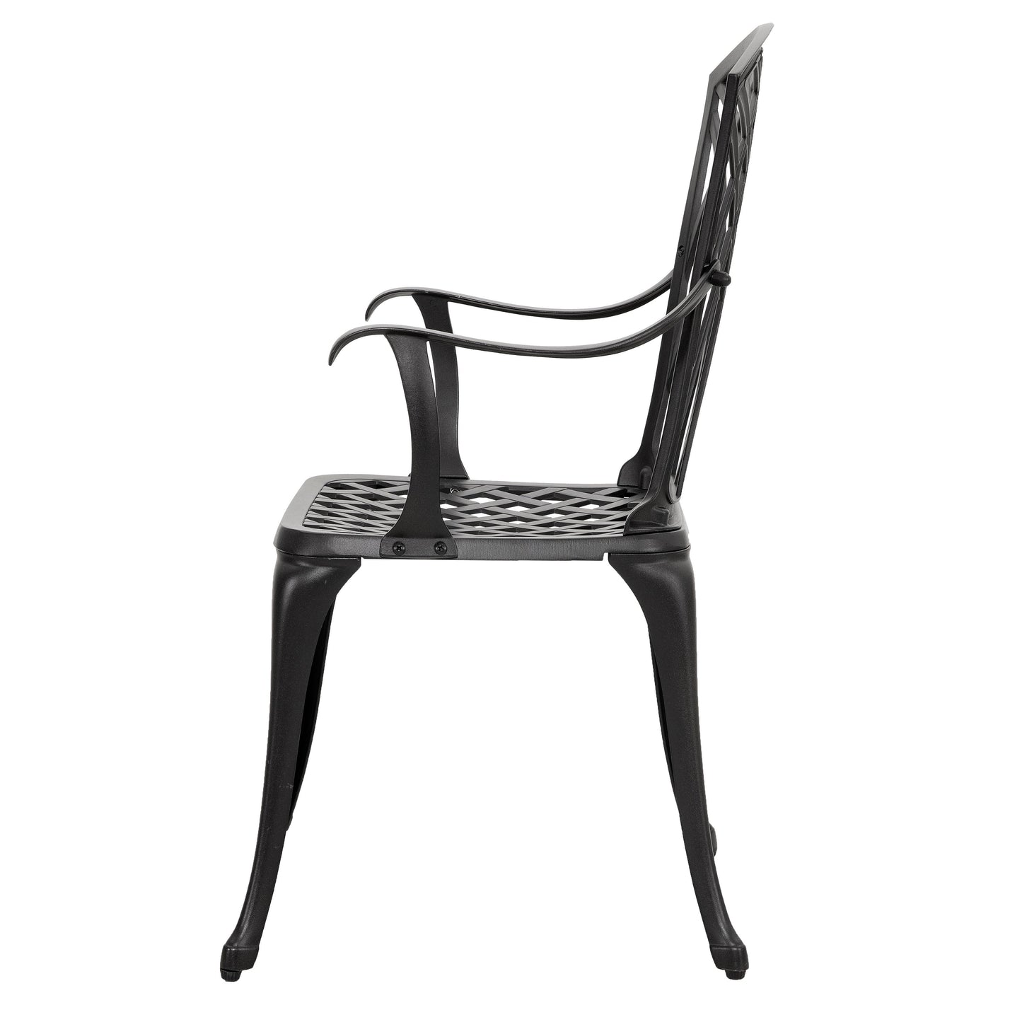 Ensemble bistro 3 pièces pour terrasse extérieure, table bistro de 61 cm en fonte d'aluminium avec trou pour parasol et 2 chaises bistro.