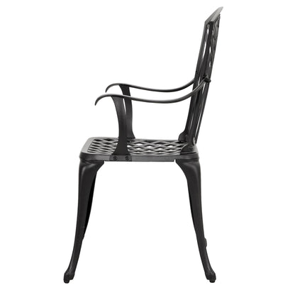 Ensemble bistro 3 pièces pour terrasse extérieure, table bistro de 61 cm en fonte d'aluminium avec trou pour parasol et 2 chaises bistro.
