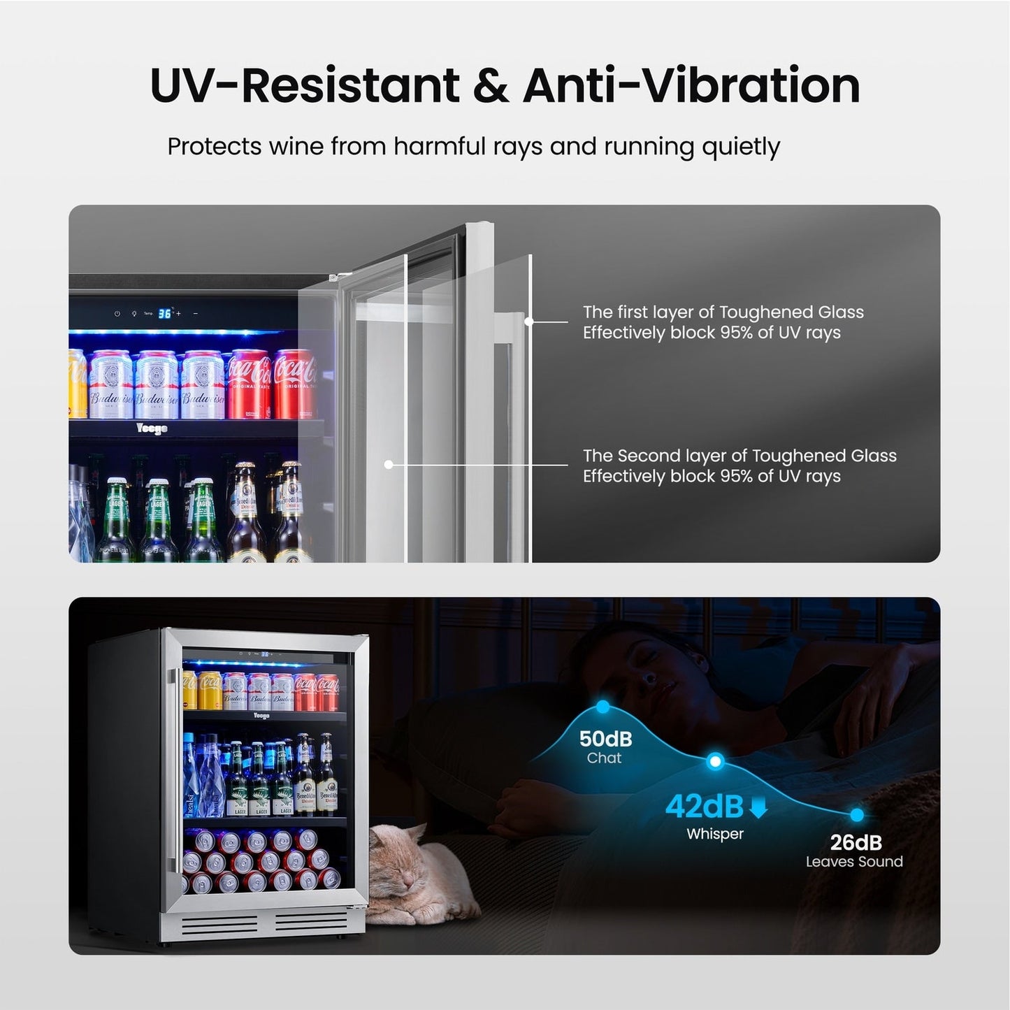 Réfrigérateur à boissons de 24 pouces, 140 canettes, pour boissons gazeuses et vinicoles - 24 pouces