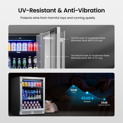 Réfrigérateur à boissons de 24 pouces, 140 canettes, pour boissons gazeuses et vinicoles - 24 pouces