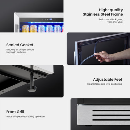 Réfrigérateur à boissons de 24 pouces, 140 canettes, pour boissons gazeuses et vinicoles - 24 pouces