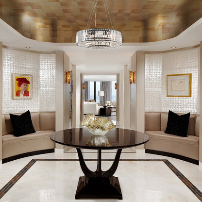 Lustre de ferme 24,8 po à 8 lumières, lustre en cristal, lustre tambour pour salle à manger, salon, chambre à coucher, cuisine