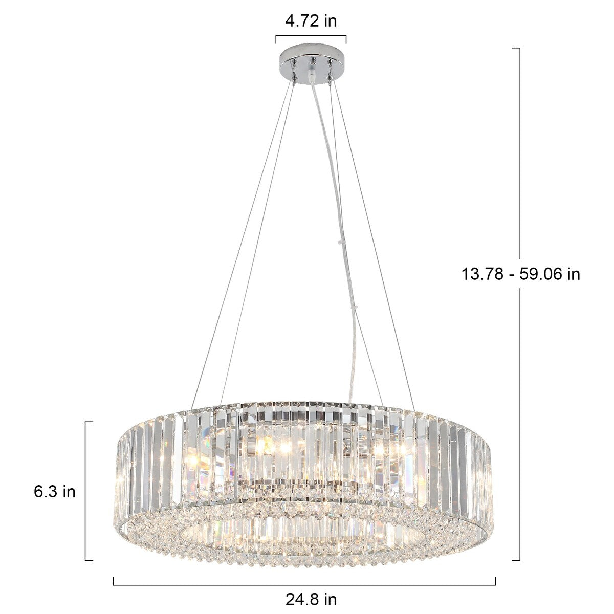 Lustre de ferme 24,8 po à 8 lumières, lustre en cristal, lustre tambour pour salle à manger, salon, chambre à coucher, cuisine