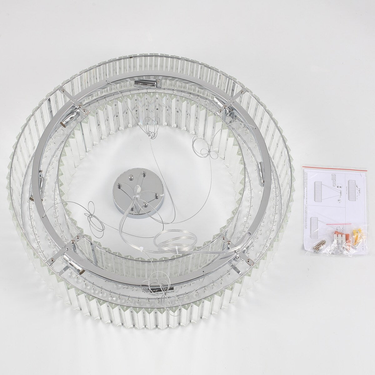 Lustre de ferme 24,8 po à 8 lumières, lustre en cristal, lustre tambour pour salle à manger, salon, chambre à coucher, cuisine