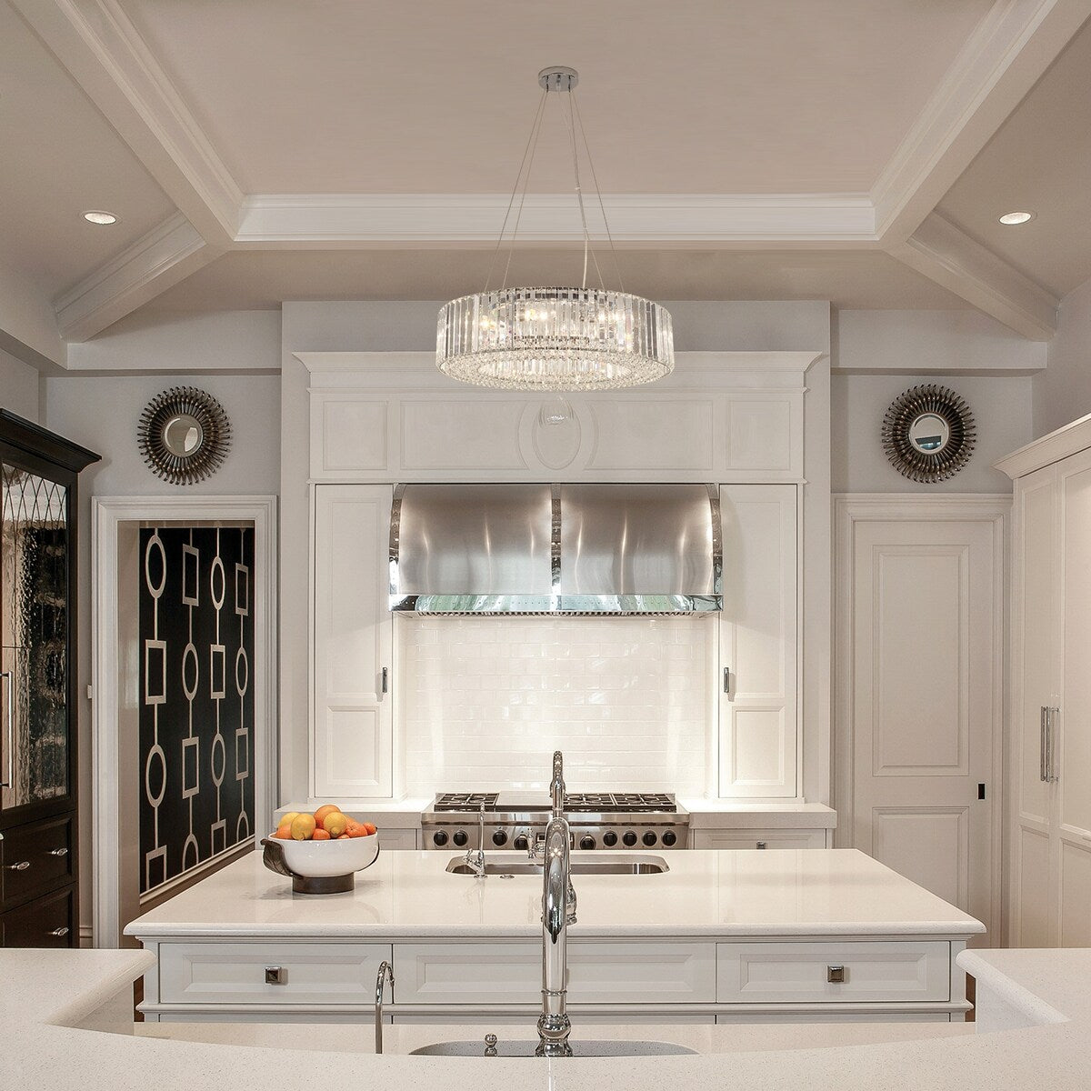 Lustre de ferme 24,8 po à 8 lumières, lustre en cristal, lustre tambour pour salle à manger, salon, chambre à coucher, cuisine