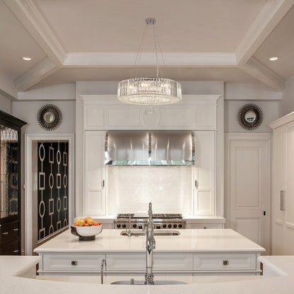 Lustre de ferme 24,8 po à 8 lumières, lustre en cristal, lustre tambour pour salle à manger, salon, chambre à coucher, cuisine