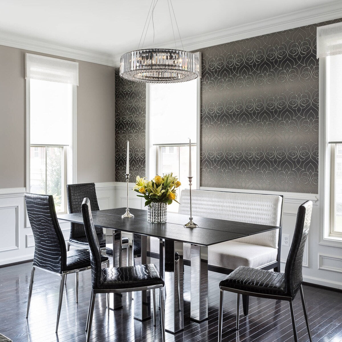 Lustre de ferme 24,8 po à 8 lumières, lustre en cristal, lustre tambour pour salle à manger, salon, chambre à coucher, cuisine