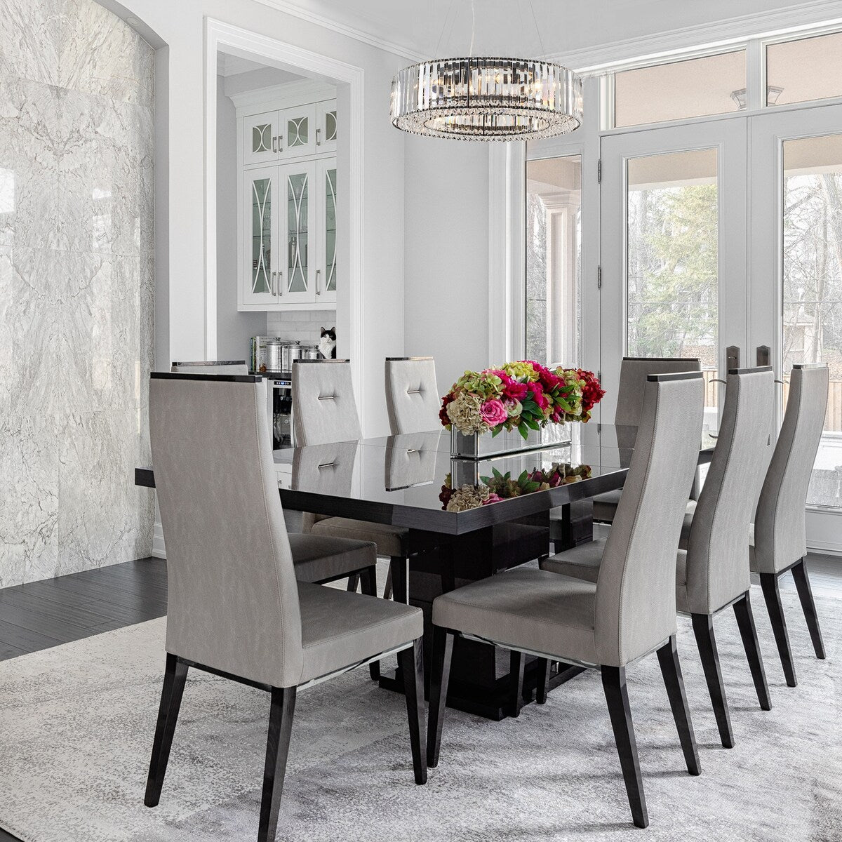 Lustre de ferme 24,8 po à 8 lumières, lustre en cristal, lustre tambour pour salle à manger, salon, chambre à coucher, cuisine