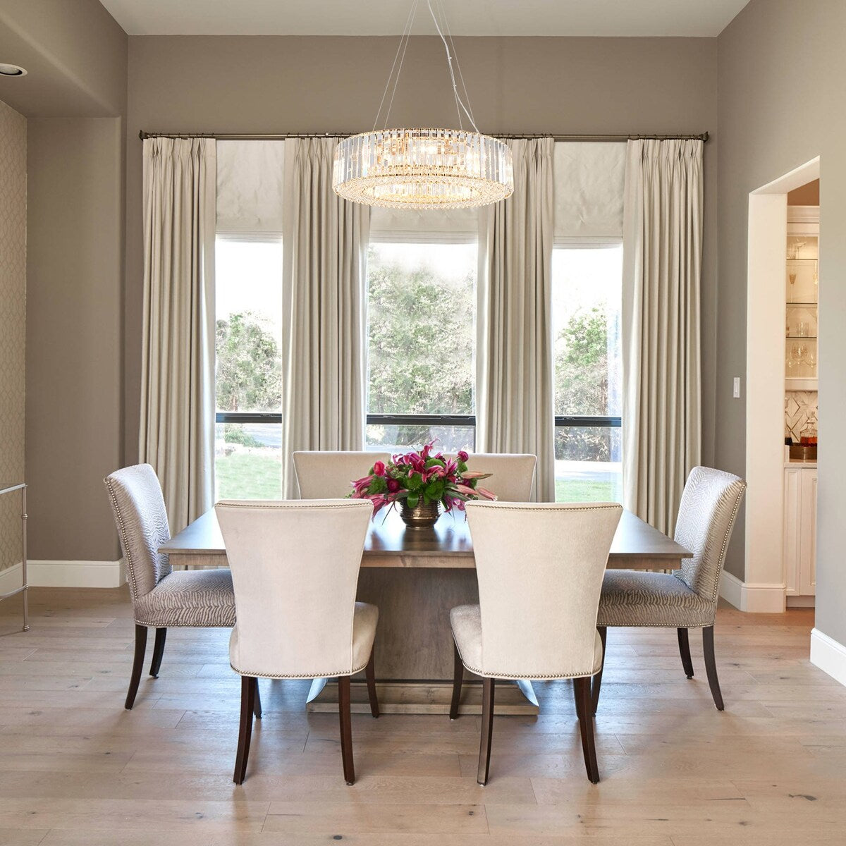 Lustre de ferme 24,8 po à 8 lumières, lustre en cristal, lustre tambour pour salle à manger, salon, chambre à coucher, cuisine