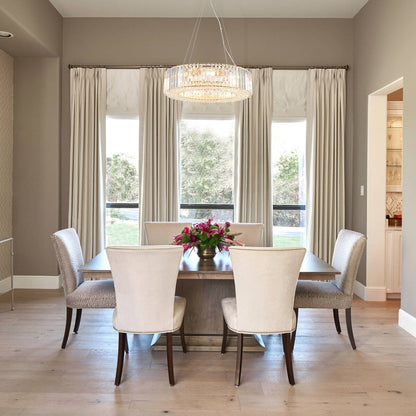 Lustre de ferme 24,8 po à 8 lumières, lustre en cristal, lustre tambour pour salle à manger, salon, chambre à coucher, cuisine