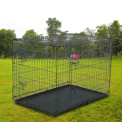 Cage de transport pliable en acier pour animaux de compagnie (chats et chiens) de 24 à 48 pouces, enclos métallique.