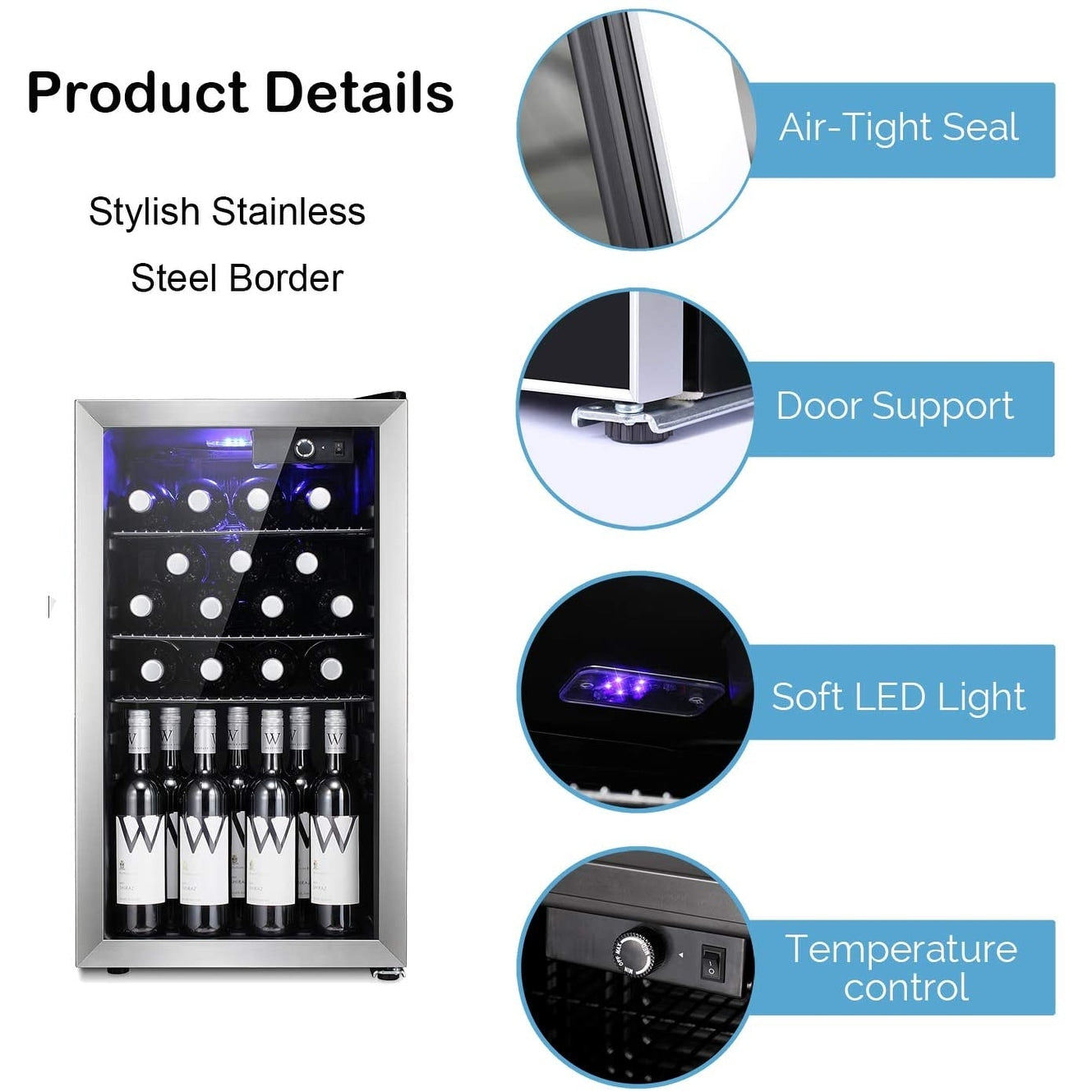 Mini réfrigérateur à vin/armoire pour 26 bouteilles - 44 x 49 x 79 cm