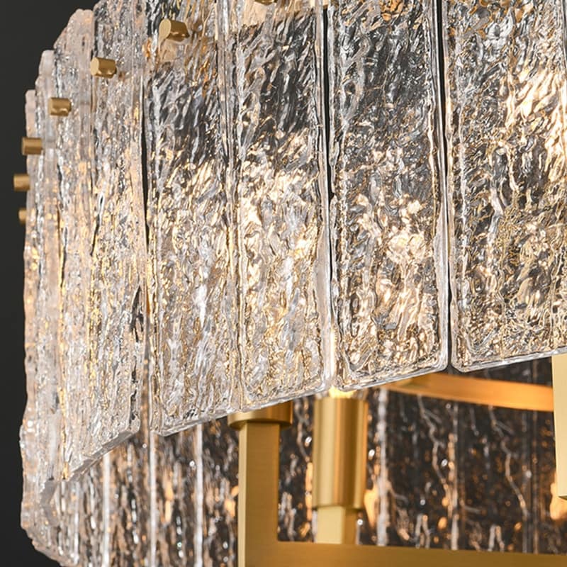 Lustre tambour moderne en cristal doré de 26 po, 6 lumières, à intensité variable, style glamour, pour îlot de cuisine avec verre dépoli, pour salle à manger