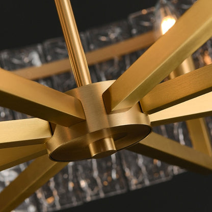 Lustre tambour moderne en cristal doré de 26 po, 6 lumières, à intensité variable, style glamour, pour îlot de cuisine avec verre dépoli, pour salle à manger