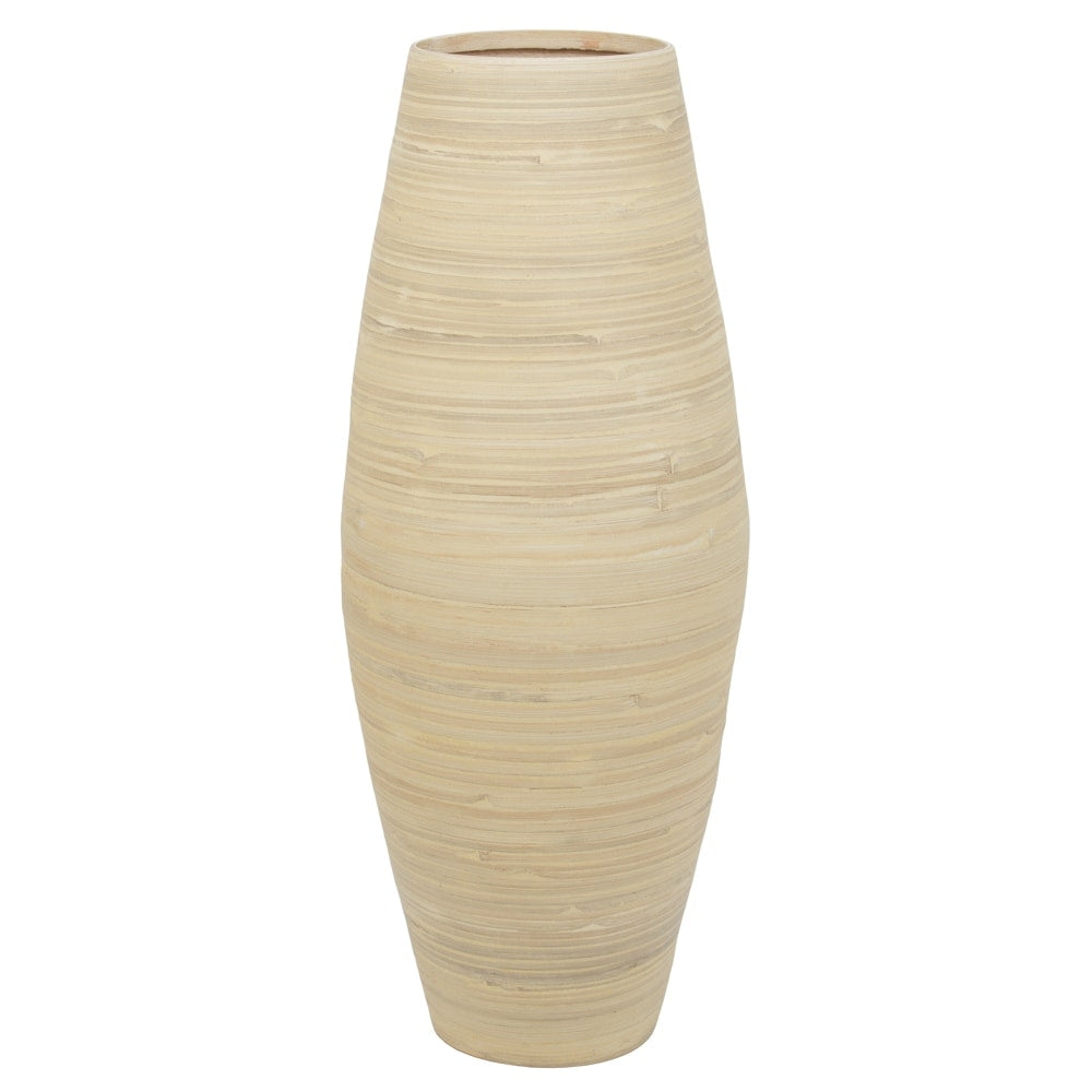 Vase de sol cylindrique en bambou de grande taille, décoration idéale pour les halls d'hôtel et les spas. Décoration parfaite pour le salon ou le couloir.