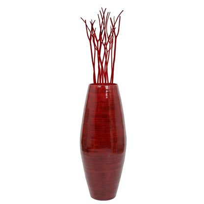 Vase de sol cylindrique en bambou de grande taille, décoration idéale pour les halls d'hôtel et les spas. Décoration parfaite pour le salon ou le couloir.