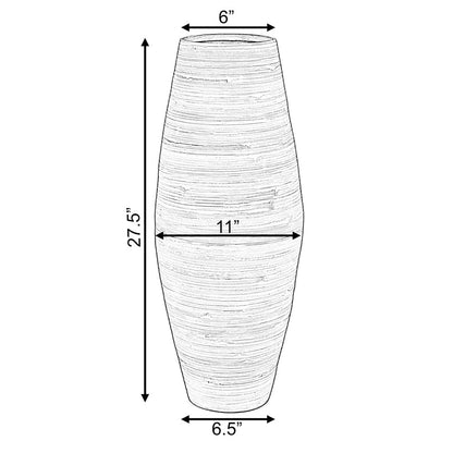 Vase de sol cylindrique en bambou de grande taille, décoration idéale pour les halls d'hôtel et les spas. Décoration parfaite pour le salon ou le couloir.