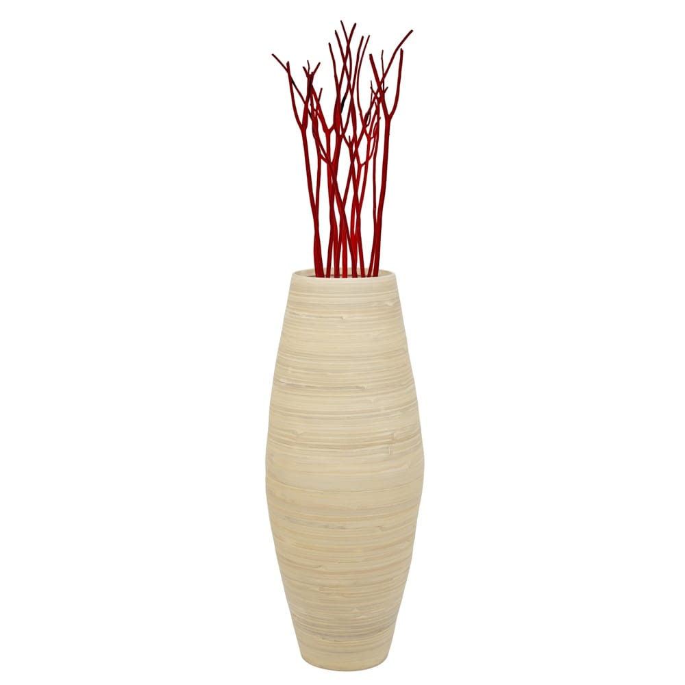 Vase de sol cylindrique en bambou de grande taille, décoration idéale pour les halls d'hôtel et les spas. Décoration parfaite pour le salon ou le couloir.
