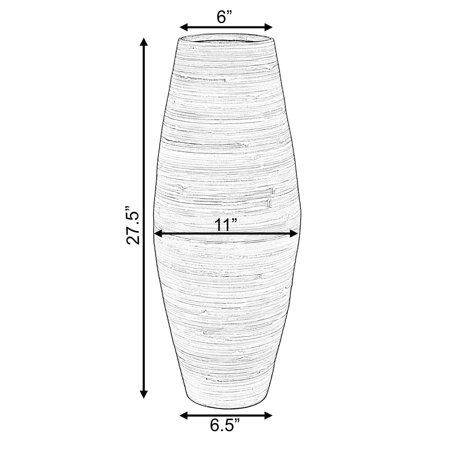 Vase de sol cylindrique en bambou de grande taille, décoration idéale pour les halls d'hôtel et les spas. Décoration parfaite pour le salon ou le couloir.