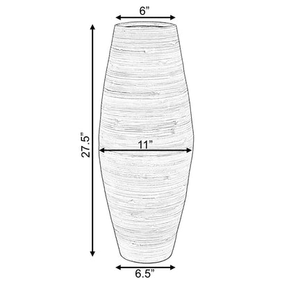 Vase de sol cylindrique en bambou de grande taille, décoration idéale pour les halls d'hôtel et les spas. Décoration parfaite pour le salon ou le couloir.