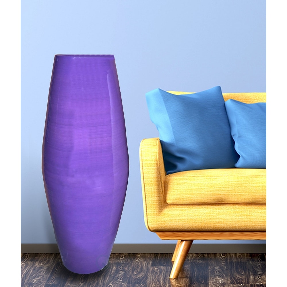 Vase de sol cylindrique en bambou de grande taille, décoration idéale pour les halls d'hôtel et les spas. Décoration parfaite pour le salon ou le couloir.