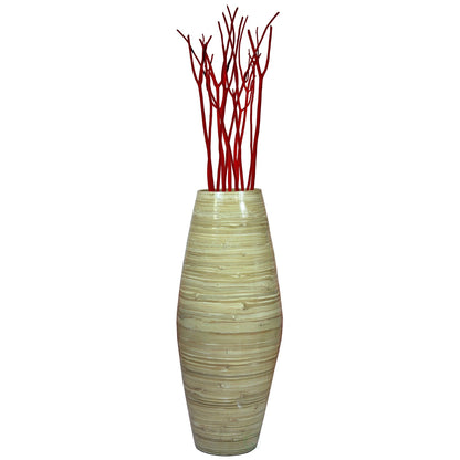 Vase de sol cylindrique en bambou de grande taille, décoration idéale pour les halls d'hôtel et les spas. Décoration parfaite pour le salon ou le couloir.