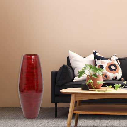 Vase de sol cylindrique en bambou de grande taille, décoration idéale pour les halls d'hôtel et les spas. Décoration parfaite pour le salon ou le couloir.