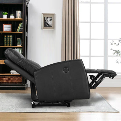 Canapé inclinable électrique en cuir véritable de 27,75 pouces de largeur avec chargeur USB