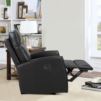 Canapé inclinable électrique en cuir véritable de 27,75 pouces de largeur avec chargeur USB