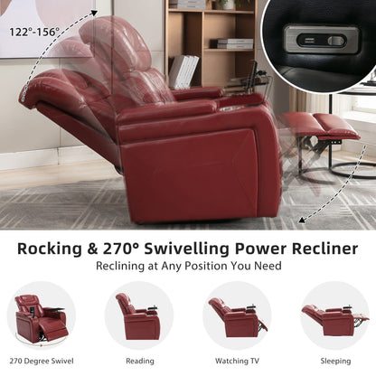 Fauteuil inclinable électrique pivotant à 270 degrés en cuir PU, siège individuel, fauteuil inclinable pour home cinéma avec dossier confortable et plateau