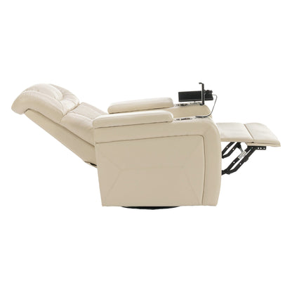 Fauteuil inclinable électrique pivotant à 270 degrés en cuir PU, siège individuel, fauteuil inclinable pour home cinéma avec dossier confortable et plateau