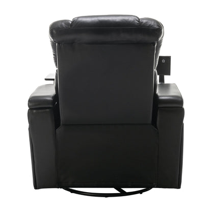 Fauteuil inclinable électrique pivotant à 270 degrés en cuir PU, siège individuel, fauteuil inclinable pour home cinéma avec dossier confortable et plateau