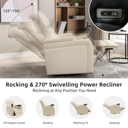 Fauteuil inclinable électrique pivotant à 270 degrés en cuir PU, siège individuel, fauteuil inclinable pour home cinéma avec dossier confortable et plateau