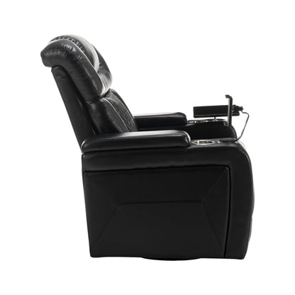 Fauteuil inclinable électrique pivotant à 270 degrés en cuir PU, siège individuel, fauteuil inclinable pour home cinéma avec dossier confortable et plateau