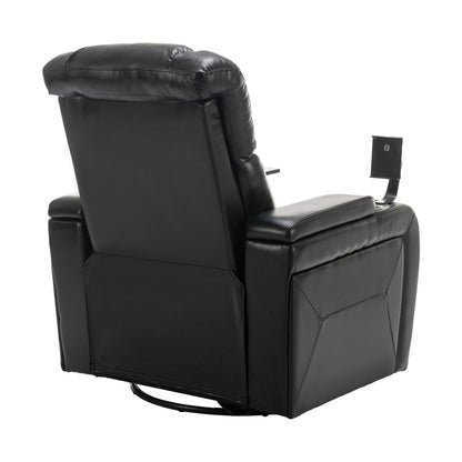 Fauteuil inclinable électrique pivotant à 270 degrés en cuir PU, siège individuel, fauteuil inclinable pour home cinéma avec dossier confortable et plateau
