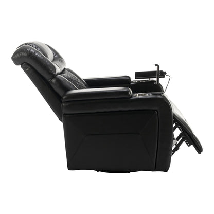 Fauteuil inclinable électrique pivotant à 270 degrés pour home cinéma avec plateau, support pour téléphone, porte-gobelet et port USB