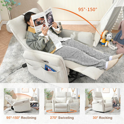 Fauteuil inclinable pivotant à 270° pour adultes, fauteuil inclinable pivotant à bascule, fauteuil inclinable électrique pour petits espaces