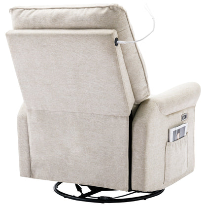 Fauteuil inclinable pivotant à 270° avec ports USB, lampe tactile, poche de rangement latérale et base à bascule