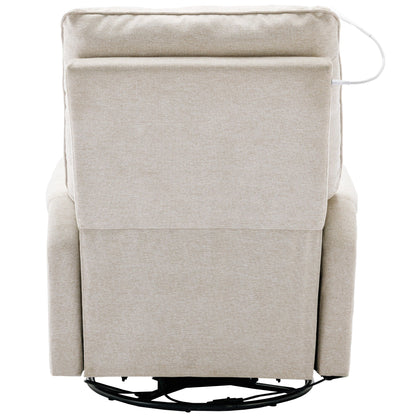 Fauteuil inclinable pivotant à 270° avec ports USB, lampe tactile, poche de rangement latérale et base à bascule