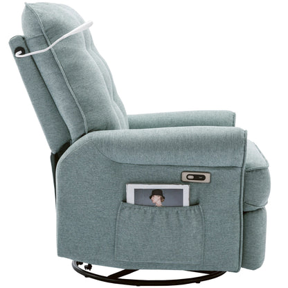 Fauteuil inclinable pivotant à 270° avec ports USB, lampe tactile, poche de rangement latérale et base à bascule
