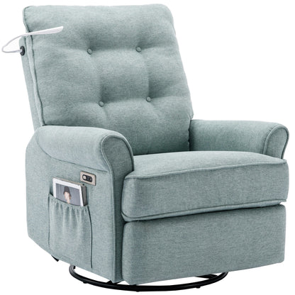 Fauteuil inclinable pivotant à 270° avec ports USB, lampe tactile, poche de rangement latérale et base à bascule