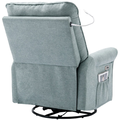 Fauteuil inclinable pivotant à 270° avec ports USB, lampe tactile, poche de rangement latérale et base à bascule
