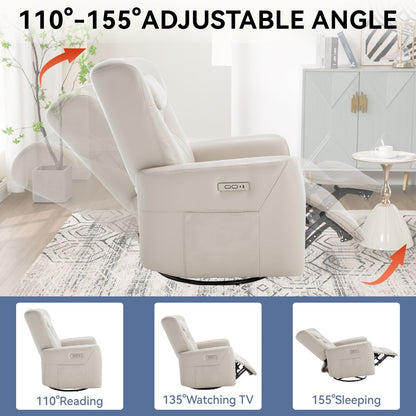 Fauteuil inclinable électrique pivotant à 270°, coussin de soutien, USB, Type-C