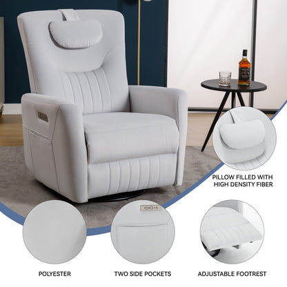 Fauteuil inclinable électrique pivotant à 270°, coussin de soutien, USB, Type-C