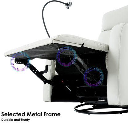 Fauteuil inclinable pivotant à 270° avec ports USB, inclinaison électrique et confort rembourré pour une détente ultime