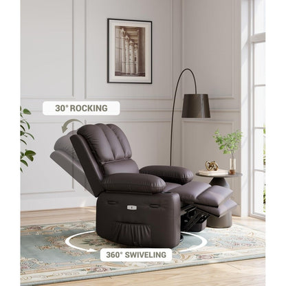 Fauteuils inclinables pivotants surdimensionnés de 27 pouces à 360° avec chauffage et massage