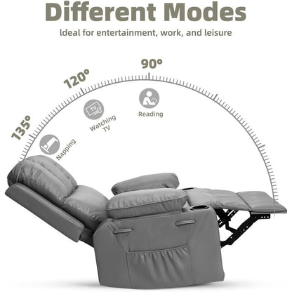 Fauteuils inclinables pivotants surdimensionnés de 27 pouces à 360° avec chauffage et massage