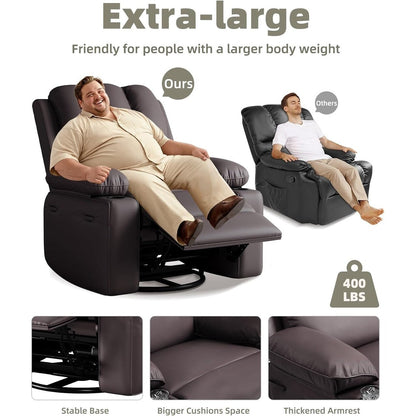 Fauteuils inclinables pivotants surdimensionnés de 27 pouces à 360° avec chauffage et massage
