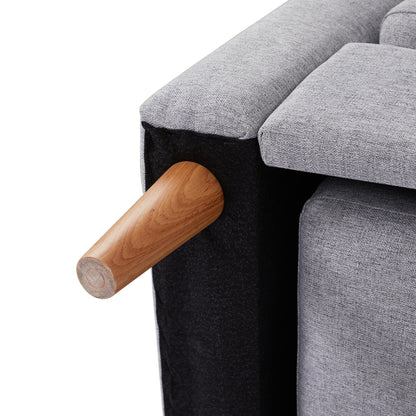 Canapé-lit en L réglable en tissu de 28,35 pouces avec méridienne, lit gigogne et poches de rangement