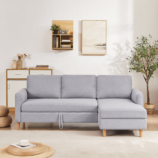 Canapé-lit en tissu réglable en forme de L de 28,35 pouces avec lit gigogne, méridienne et poches pour accoudoirs
